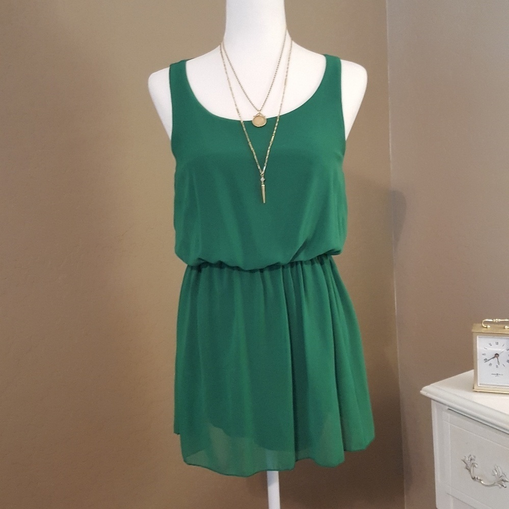 Kelly Green with Black Underlay Dress